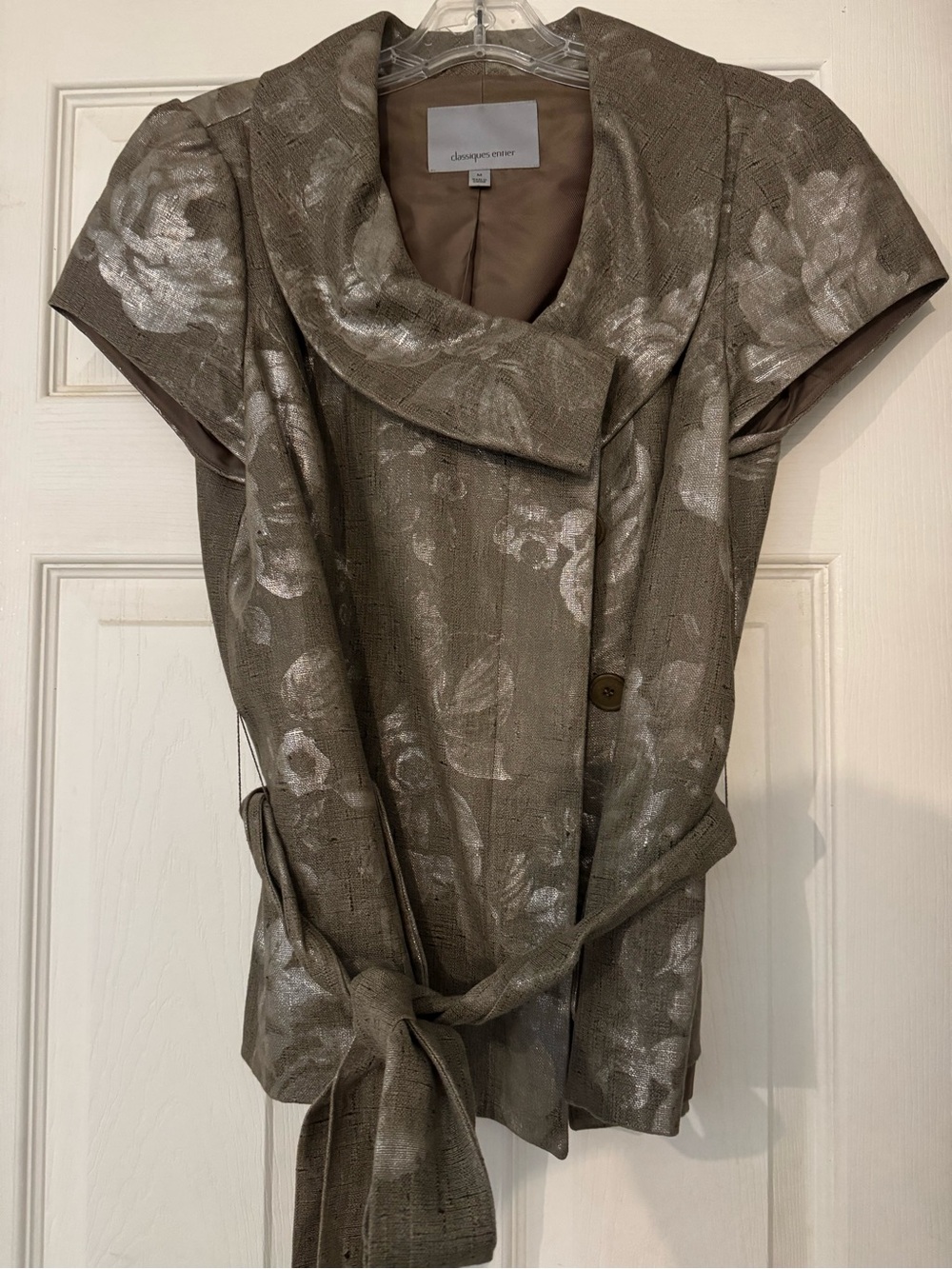 Classiques Entier Taupe Metallic Short-Sleeve Jacket size M